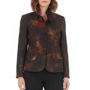 CARTISE Autumn Artsy Ruffle Blazer Jacket Brown Size 10